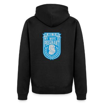 my wife is pregnant - Unisex Premium Bio Zip Hoodie - Schwarz - Hinten - Nico (187cm)