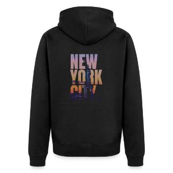 City Love - New York Life Style - Unisex Premium Bio Zip Hoodie - Schwarz - Hinten - Nico (187cm)