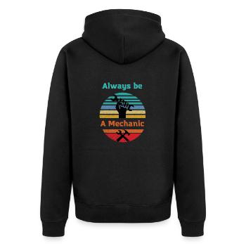 Mechanic forever Mechatronics technician Car lover - Unisex Premium Organic Zip Hoodie - black - Back - Nico (187cm)
