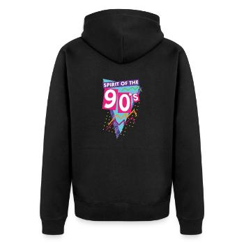 des années quatre-vingt-dix ou 90 dans les couleurs violettes - Veste à capuche bio Premium Unisexe - noir - Dos - Nico (187cm)