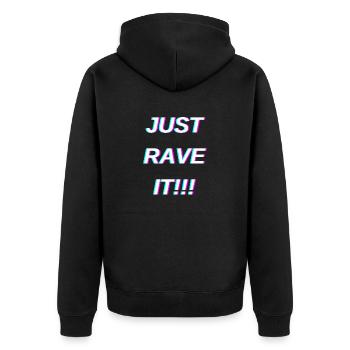 Just rave it light - Unisex Premium Bio Zip Hoodie - Schwarz - Hinten - Nico (187cm)