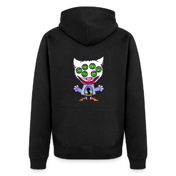 Schloss Katzen Augen - Unisex Premium Bio Zip Hoodie - Schwarz - Hinten - Nico (187cm)