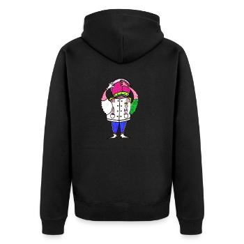 Der Soßen Esser - Unisex Premium Bio Zip Hoodie - Schwarz - Hinten - Nico (187cm)