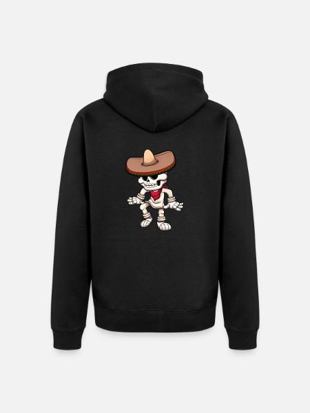 Dancing Mexican Skeleton - Unisex Premium Organic Zip Hoodie - black