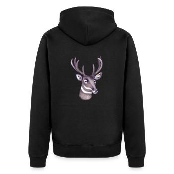 Deerhead in autumn Deer Antlers Goat Fawn 7 - Unisex Premium Organic Zip Hoodie - black - Back - Nico (187cm)