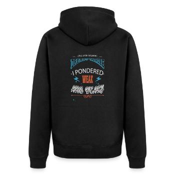 school joke comics typography - Unisex Premium Bio Zip Hoodie - Schwarz - Hinten - Nico (187cm)