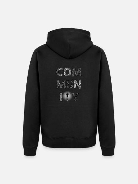 Community Unicycle first edition - Veste à capuche bio Premium Unisexe - noir