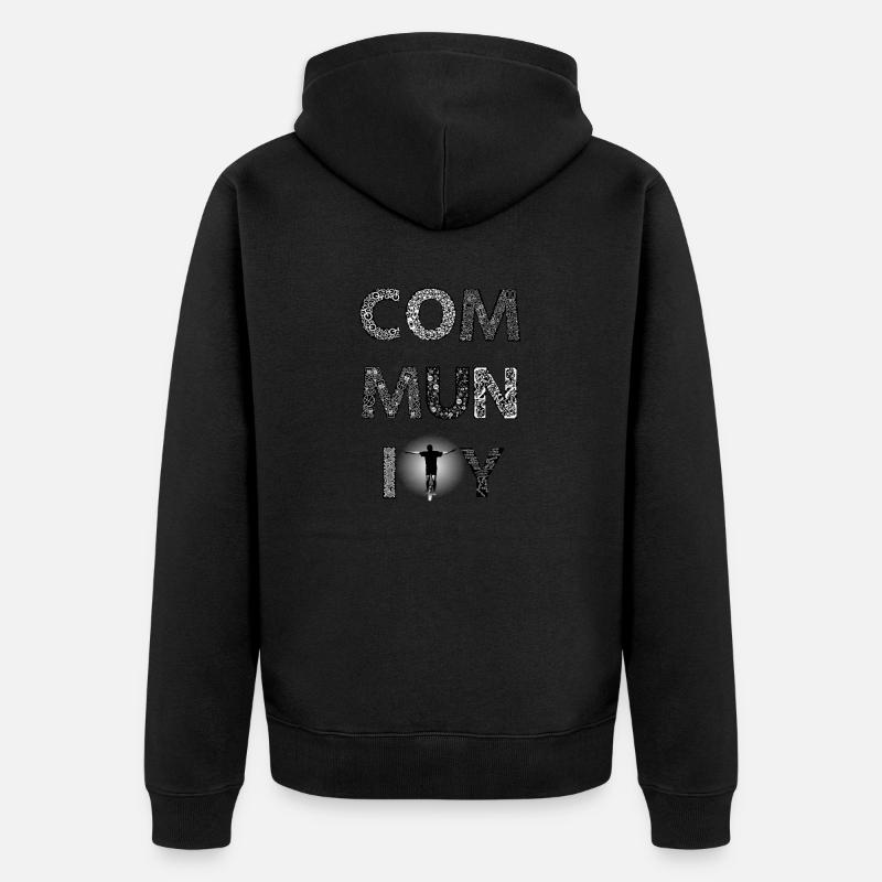 Community Unicycle first edition - Veste à capuche bio Premium Unisexe - noir