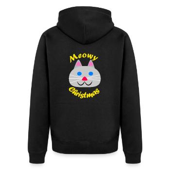 Meowy Christmas (fröhliche Weihnachten) - Unisex Premium Organic Zip Hoodie - black - Back - Nico (187cm)