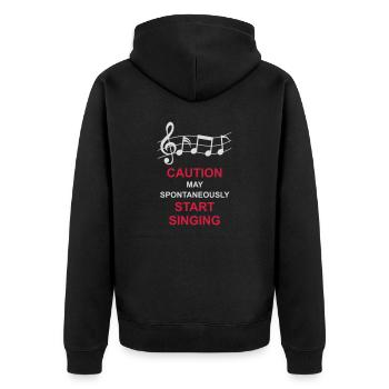 may spontaneously start singing - Unisex Premium Organic Zip Hoodie - black - Back - Nico (187cm)