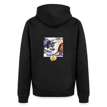 Der will nur spielen - Unisex Premium Bio Zip Hoodie - Schwarz - Hinten - Nico (187cm)
