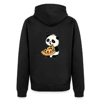 Süßer Kawaii Panda, Der Pizza Isst Anime Manga - Unisex Premium Bio Zip Hoodie - Schwarz - Hinten - Nico (187cm)