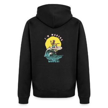 Je fais des vagues! Drôle de surfeur rétro - Veste à capuche bio Premium Unisexe - noir - Dos - Nico (187cm)