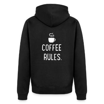 Coffee rules - Unisex Premium Bio Zip Hoodie - Schwarz - Hinten - Nico (187cm)