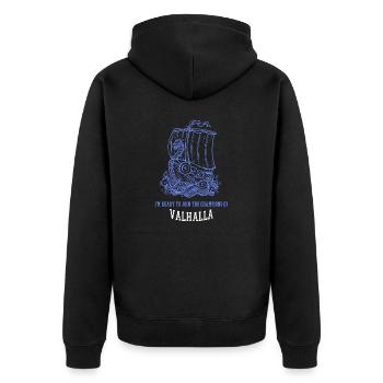 I'm Ready To Join The Champions Of Valhalla Viking - Unisex Premium Bio Zip Hoodie - Schwarz - Hinten - Nico (187cm)