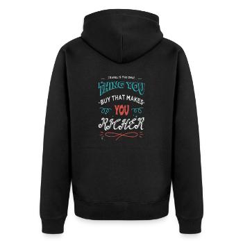 travel bug camping partner birthday present idea - Unisex Premium Bio Zip Hoodie - Schwarz - Hinten - Nico (187cm)