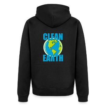 Nature - Unisex Premium Organic Zip Hoodie - black - Back - Nico (187cm)