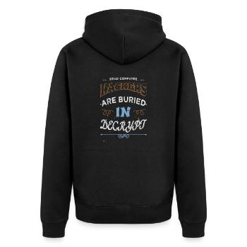 hacker fans computer funny equestrian hacking code - Unisex Premium Bio Zip Hoodie - Schwarz - Hinten - Nico (187cm)