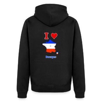 Carte du drapeau de la France avec la ville de Bourges - Veste à capuche bio Premium Unisexe - noir - Dos - Nico (187cm)