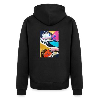 Abstract Chaos #14 original painting Design - Unisex Premium Bio Zip Hoodie - Schwarz - Hinten - Nico (187cm)