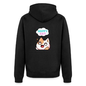 Chat heureux - Veste à capuche bio Premium Unisexe - noir - Dos - Nico (187cm)