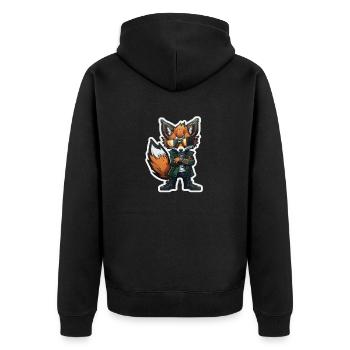 Gangster-style fox with tattoos and glasses - Unisex Premium Organic Zip Hoodie - black - Back - Nico (187cm)