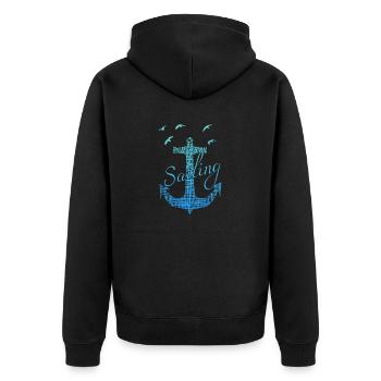 Segeln, Segelboot, Segler Skipper Geschenk - Unisex Premium Bio Zip Hoodie - Schwarz - Hinten - Nico (187cm)