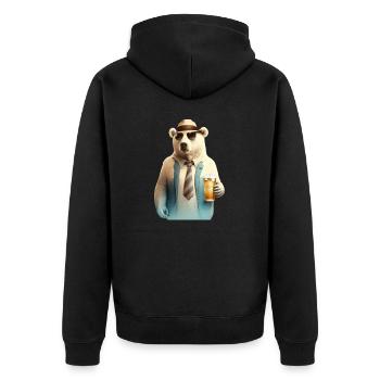 Cool polar bear with sunglasses and beer - Unisex Premium Organic Zip Hoodie - black - Back - Nico (187cm)
