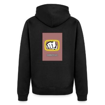 Harnessing Inner Strength: Embracing Satisfaction - Unisex Premium Bio Zip Hoodie - Schwarz - Hinten - Nico (187cm)