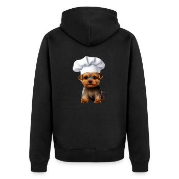Yorkshire Terrier Restaurateur Chien Chiot Cuisine Chien - Veste à capuche bio Premium Unisexe - noir - Dos - Nico (187cm)