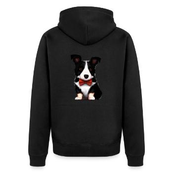 Hundehalter Border Collie Hunde Hundeliebhaber - Unisex Premium Bio Zip Hoodie - Schwarz - Hinten - Nico (187cm)