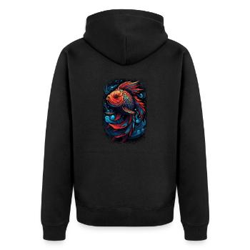 cool fishing rod fishing boat bday - Unisex Premium Bio Zip Hoodie - Schwarz - Hinten - Nico (187cm)