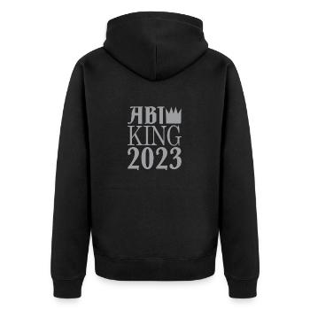 Abi king 2023 - Abi Geschenk - Unisex Premium Bio Zip Hoodie - Schwarz - Hinten - Nico (187cm)