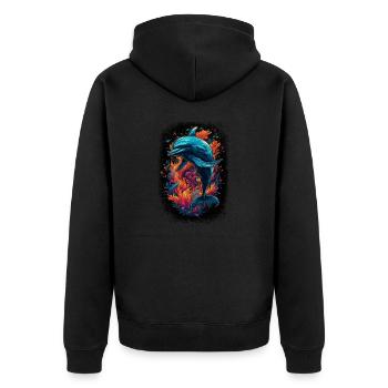 gift idea broward fisherman cool happy - Unisex Premium Bio Zip Hoodie - Schwarz - Hinten - Nico (187cm)