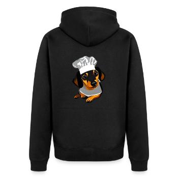 Chiens, teckel, teckel, restaurateur, chien, cuisine - Veste à capuche bio Premium Unisexe - noir - Dos - Nico (187cm)