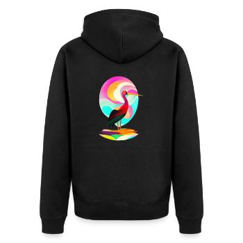 Stork - Unisex Premium Organic Zip Hoodie - black - Back - Nico (187cm)