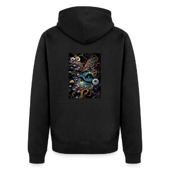 Augenblick - Unisex Premium Bio Zip Hoodie - Schwarz - Hinten - Nico (187cm)