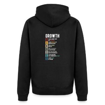 Growth Mindset Definition - Motivational Quote Ins - Unisex Premium Bio Zip Hoodie - Schwarz - Hinten - Nico (187cm)