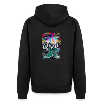 Breakdance Hip Hop Rap Tanzmusik Graffiti Schule - Unisex Premium Bio Zip Hoodie - Schwarz - Hinten - Nico (187cm)