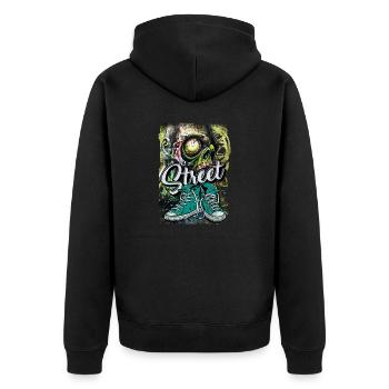 Breakdance Hip Hop Rap Tanzmusik Graffiti Schule - Unisex Premium Bio Zip Hoodie - Schwarz - Hinten - Nico (187cm)