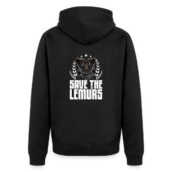 Save the Lemurs Aye-Aye Primat Lemuren Madagaskar - Unisex Premium Bio Zip Hoodie - Schwarz - Hinten - Nico (187cm)