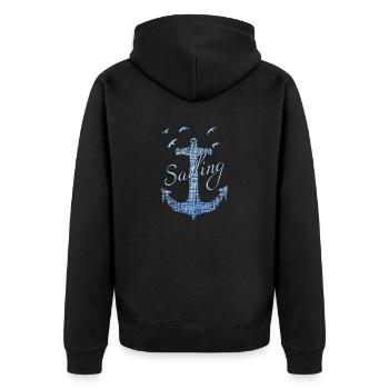 sailing segeln - Unisex Premium Bio Zip Hoodie - Schwarz - Hinten - Nico (187cm)
