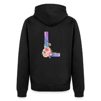 Lettre L watercolor - Veste à capuche bio Premium Unisexe - noir - Dos - Nico (187cm)