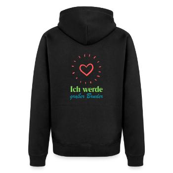 Ich werde großer Bruder mit einer Schwester - Unisex Premium Bio Zip Hoodie - Schwarz - Hinten - Nico (187cm)