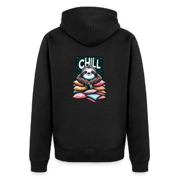 Chill Sloth - Unisex Premium Organic Zip Hoodie - black - Back - Nico (187cm)