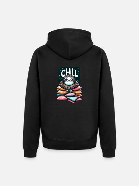 Chill Sloth - Unisex Premium Organic Zip Hoodie - black