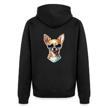 Chihuahua / kleiner Hund / Tier / winzig / Rasse - Unisex Premium Bio Zip Hoodie - Schwarz - Hinten - Nico (187cm)