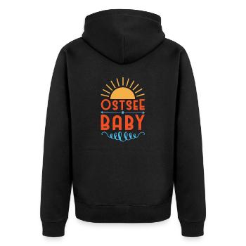 Ostsee Baby Bo Grafik - Unisex Premium Bio Zip Hoodie - Schwarz - Hinten - Nico (187cm)