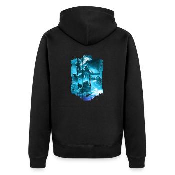 Computer-PC-Spieltechnologie Gamer-Gaming Modern - Unisex Premium Bio Zip Hoodie - Schwarz - Hinten - Nico (187cm)