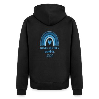 UNSER KLEINES WUNDER 2024 - Unisex Premium Bio Zip Hoodie - Schwarz - Hinten - Nico (187cm)